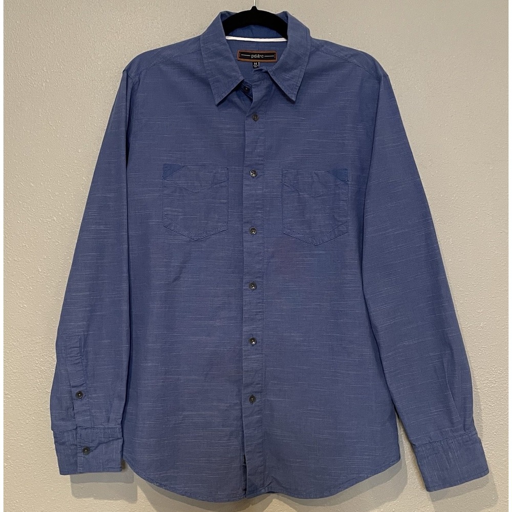 PD & C Paper Denim And Cloth Men's Medium Blue Long-Sleeve Button-Down Shirt